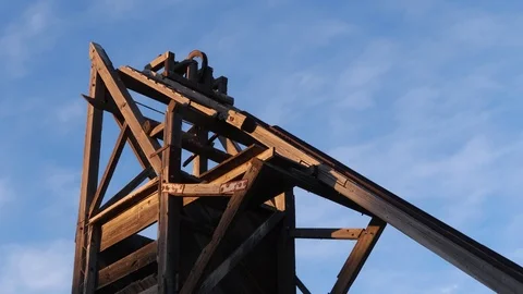 Time Lapse of old mining head frame in ghost town. Stock Footage 95876148