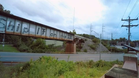 TIme-Lapse of an Old Railway Overpass Stock-Footage 109430573