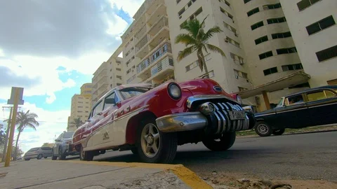 Time-lapse old red car Stock Footage 106381173