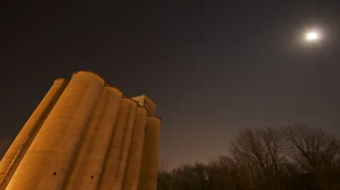 Time Lapse - Old Silo Night Sky Stock Footage 39518572