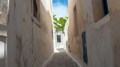 Time lapse of old town of Santorini island, the white village in greece Stock Footage 144423105