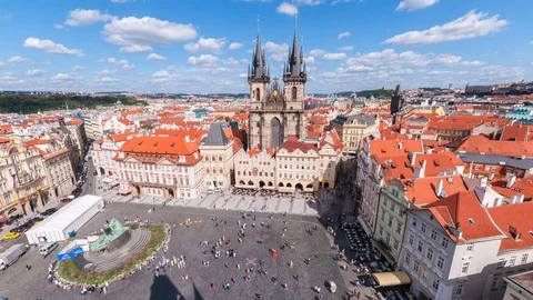 Time-lapse of old town square in Prague, Czech Stock Footage 123160539