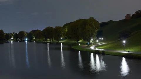 Time lapse in the Olympiapark in Munich at night. Stock Footage 141800564