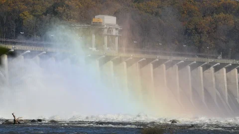 Time Lapse Open Spillway at Conowingo Dam Maryland Stock Footage 101937224