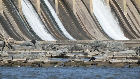 Time Lapse Open Spillway at Conowingo Dam Maryland Stock Footage 101937299