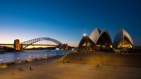 Time-lapse of Opera house &amp; Harbour bridge Sydney Australia Stock Footage 92739943