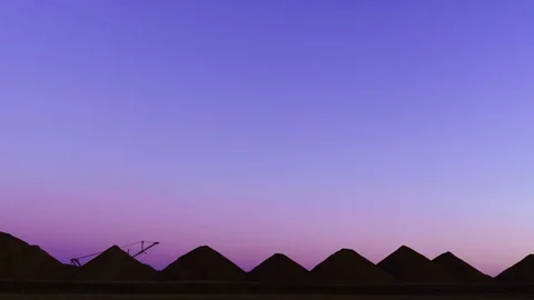 Time Lapse of operating mine at surise. Barkhan dumps similar to the Egyptian Stock Footage 75409615