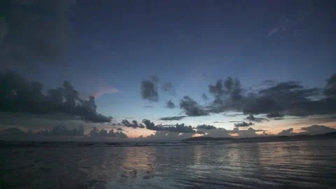 Time lapse or Fast speed twilight sky before dark on sand beach Stock Footage 153507867