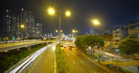 Time lapse or timelapse view of Ho Chi Minh City or Saigon, Vietnam Stock Footage 112978378
