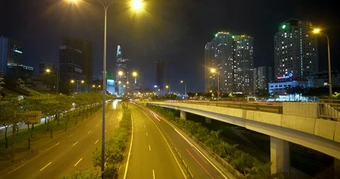 Time lapse or timelapse view of Ho Chi Minh City or Saigon, Vietnam Stock Footage 112979374