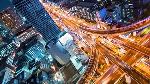 Time-lapse of Osaka at night Stock Footage 82878464