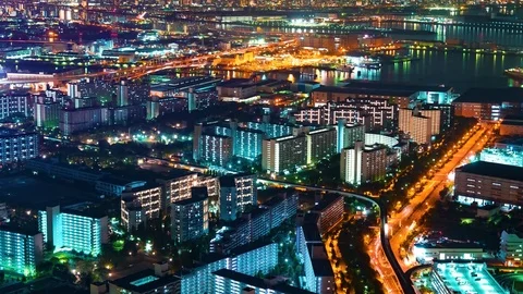 Time-lapse of Osaka at night Stock Footage 82878882