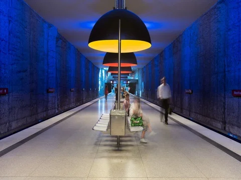 Time lapse of Ostfriedhof u bahn station in Munich Video stock 69479300
