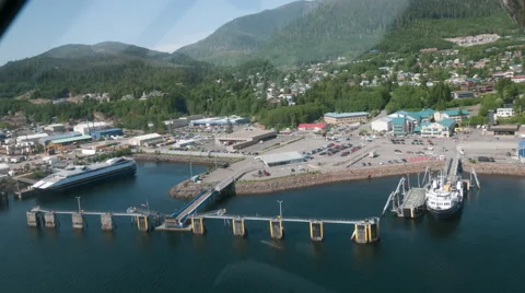 Time-lapse out the window of an airplane over Ketchikan, AK. Stock Footage 52219030