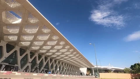 Time-Lapse Outside The Terminal Of MARRAKECH , MOROCCO International Airport. Stock Footage