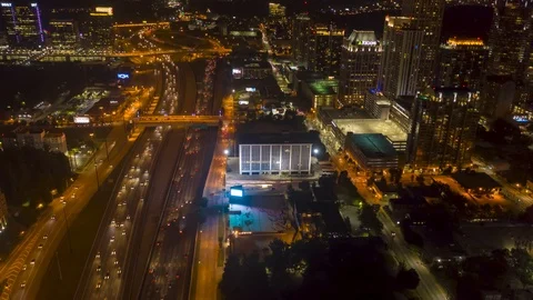 Time lapse over Atlanta interstate connector facing north with a reverse Stock Footage 97010215