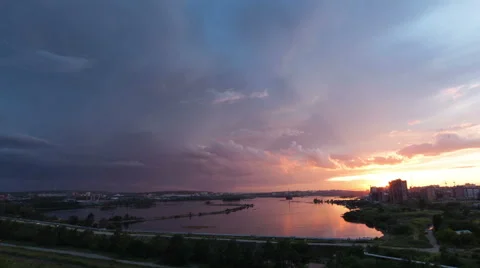 Time lapse over clouds during beautiful sunset Stock Footage 63598244