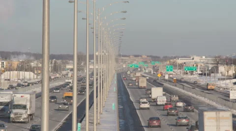 Time-lapse over the highway 40 during the cold winter Stock Footage 62054288