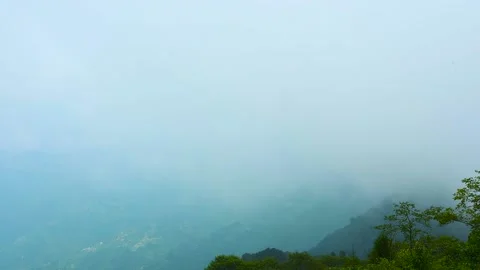 Time lapse over himalayan mountain environment, clouds float across the mount Stock Footage 149782943