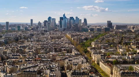 Time lapse over La Defense business district, Paris, France, Europe Stock Footage 54124964