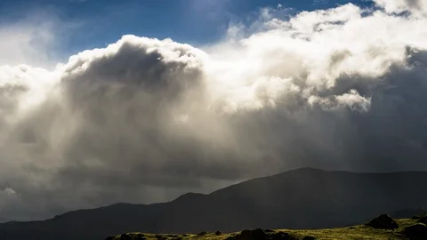 Time lapse over mountains with large storm and rain, Lake District, England Video stock 109748309