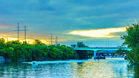 Time lapse over river Stock Footage 95159353