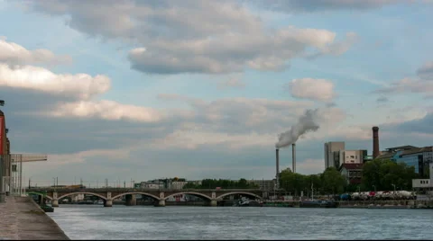Time-lapse over the river Seine 4k Stock Footage 49653470