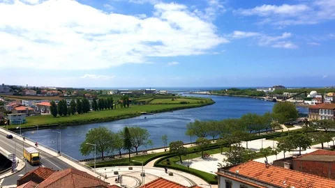 Time lapse over Vila do Conde Stock Footage 90383596