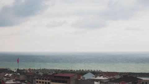 Time-lapse of Overcast and Rainy Day in Çayeli with Panoramic View. Stock Footage 288909052