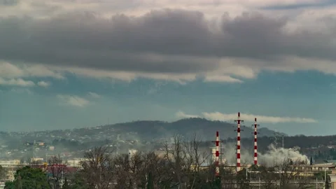 Time-lapse of overcast sky against the background of mountains, clouds fly 動画素材 229526964
