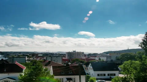 Time-lapse overlooking harbor town in Alesund. Stock Footage 52264639