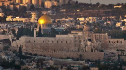 Time-lapse overlooking old city Jerusalem from the west of the city. Cropped. Stock Footage 54176795