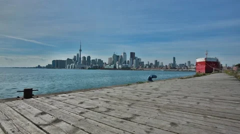 Time Lapse Overlooking the Toronto Skyline and Lake Ontario From the Docks Stock Footage 64975034