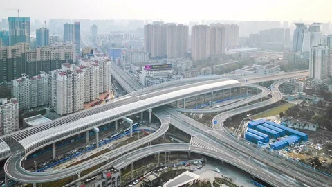 Time Lapse of the overpass Bridge in WuHan Stock Footage 74364564