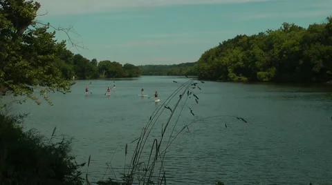 Time lapse of paddle board class Stock Footage 42390924