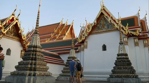 Time Lapse / Pagodas in Temple of Reclining Buddha, Bangkok Stock Footage 104140945