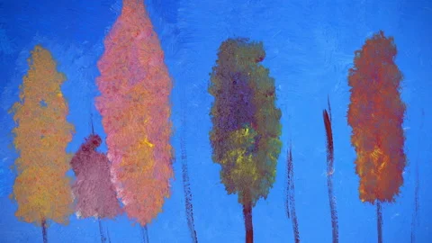 Time lapse of painting process. Close up of Drawing on canvas. Acrylic painting Stock Footage 113564693