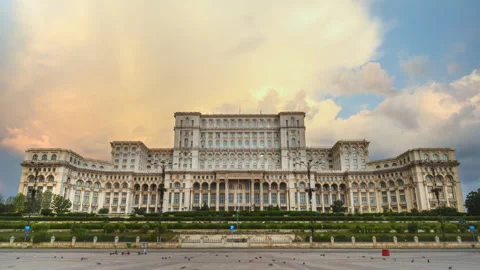 Time lapse of the Palace of Parliament in Bucharest, Romania Stock Footage 287390370