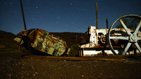 Time Lapse Pan of Abandon Mine at Night Stock Footage 26295013