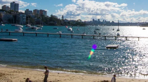 Time Lapse Pan Beach to Harbour 120GYDB NTSC Stock Footage 26379082