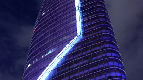 Time Lapse Pan of Bitexco Building at Night - Ho Chi Minh City Vietnam (Saigon) Stock Footage 47380537
