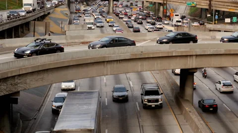 Time Lapse Pan Up of Heavy Traffic in Downtown Los Angeles Stock Footage 45992932