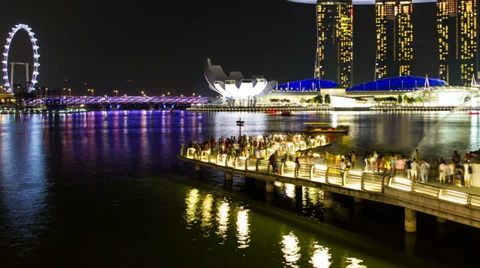 Time lapse Pan of Marina Bay, Singapore Stock Footage 33642840