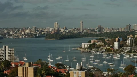 Time lapse pan  Sydney harbour and cityscape 4K Stock Footage 246832940