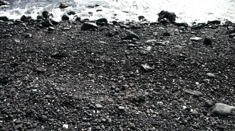 Time Lapse Pan of Volcanic Rock Shore - Hawaii  - 4K Stock Footage 30399212