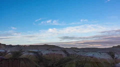 Time lapse - Panarama of the Eroded Mountains of Badlands National Park, SD Stock Footage 258176669