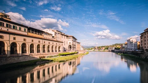 Time Lapse - Panaromic View of Bridge Ponte Vecchio Florence- 4K Stock Footage 117155521
