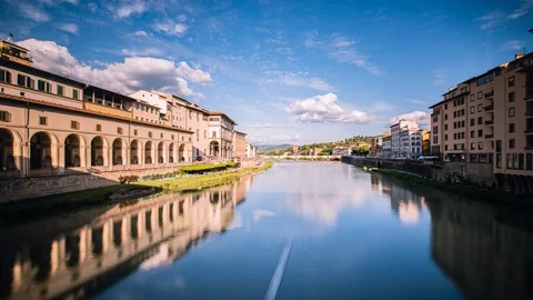 Time Lapse - Panaromic View of Bridge Ponte Vecchio Florence Video stock 119227612