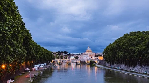 Time Lapse - Panaromic View of St. Peter's Basilica in Vantican - 4K Stock Footage 117160824