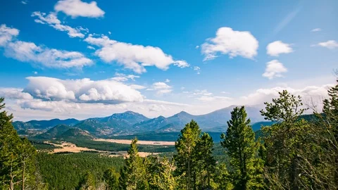 Time Lapse - Panaromic View of the Valley of  Rocky Mountain Natioanal Park in Stock Footage 118887990